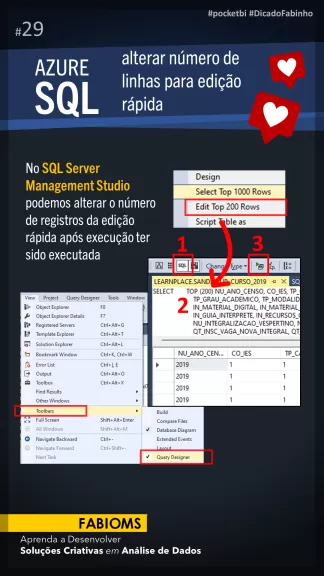 #029 Alterar número de linhas da edição rápida no SQL Server Management Studio
